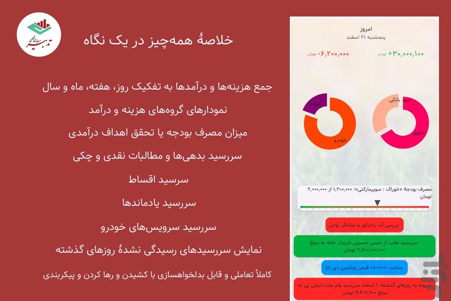 تدبیر - حسابداری شخصی - Image screenshot of android app