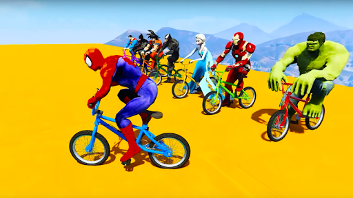 Superheroes Bmx Racing Game - Gameplay image of android game