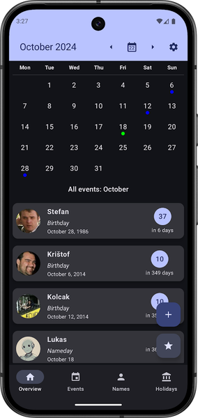 Events Calendar and Namedays - Image screenshot of android app