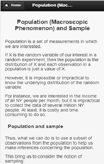 statistical inference - Image screenshot of android app