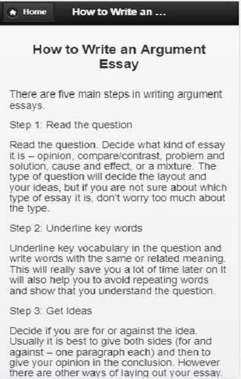 Argumentative essay - Image screenshot of android app