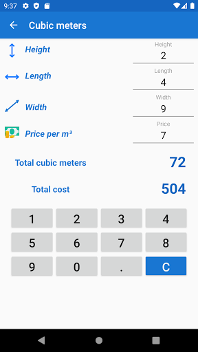 Square meters calculator - عکس برنامه موبایلی اندروید