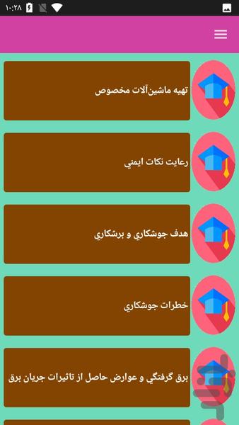 آموزش جوشکاری - عکس برنامه موبایلی اندروید