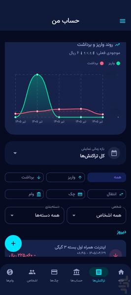 حساب من ( مدیریت مالی شخصی ) - عکس برنامه موبایلی اندروید