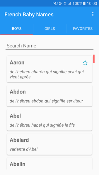 French Baby Names - Image screenshot of android app