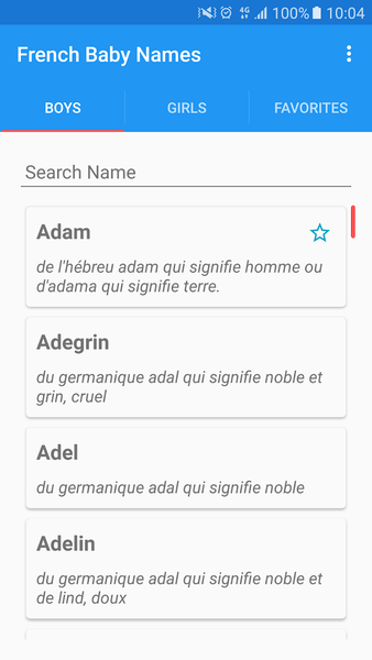 French Baby Names - Image screenshot of android app