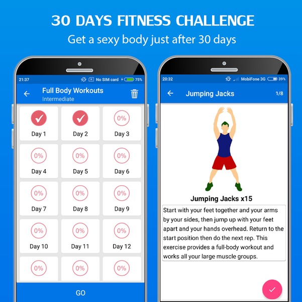 30 Day Home Workouts - عکس برنامه موبایلی اندروید