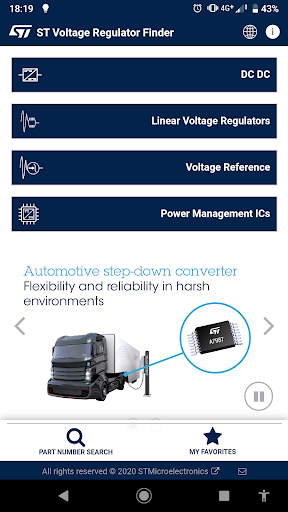 ST Voltage Regulator Finder - Image screenshot of android app