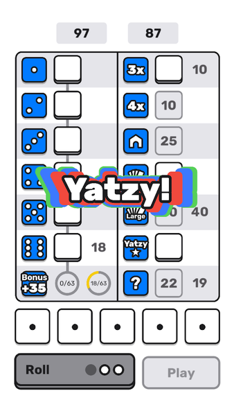 Yatzy - Gameplay image of android game