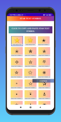 Star Text Symbol & Star Emoji Text (Copy & Paste) - عکس برنامه موبایلی اندروید