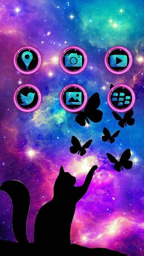Dreamy Starry Sky Cat Theme - Image screenshot of android app