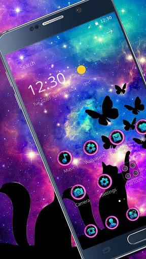Dreamy Starry Sky Cat Theme - Image screenshot of android app