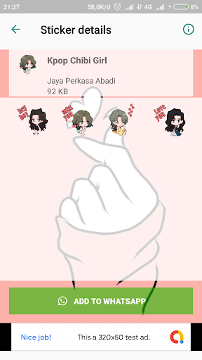 Love Cute Korean Chibi Kpop Sticker - Image screenshot of android app