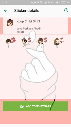 Love Cute Korean Chibi Kpop Sticker - Image screenshot of android app