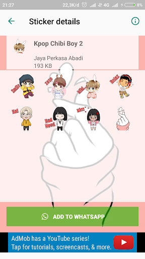 Love Cute Korean Chibi Kpop Sticker - Image screenshot of android app