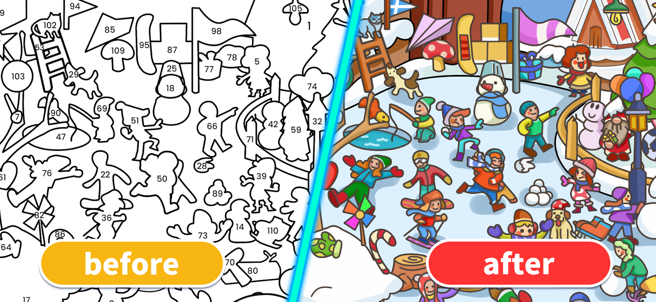 Happy Sticker: Color By Number - Gameplay image of android game