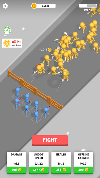 Idle Army: Stickman Gunners - Gameplay image of android game