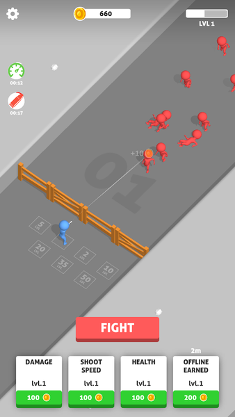Idle Army: Stickman Gunners - Gameplay image of android game