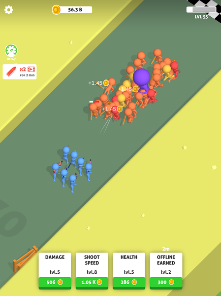 Idle Army: Stickman Gunners - Gameplay image of android game