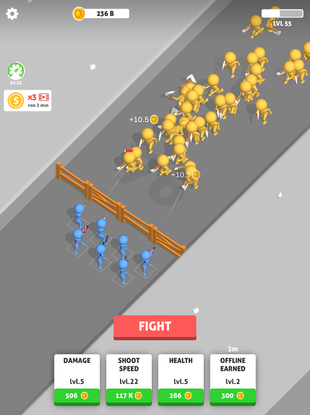 Idle Army: Stickman Gunners - Gameplay image of android game