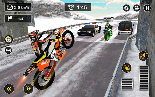 Snow Mountain Bike Racing Game - Gameplay image of android game