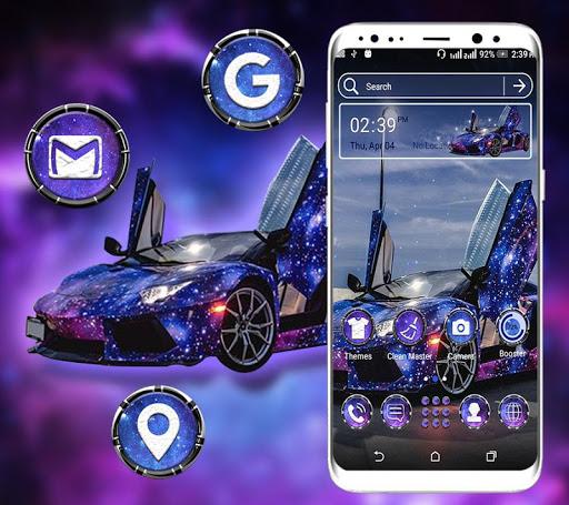 Blue Glitter Car LauncherTheme - Image screenshot of android app