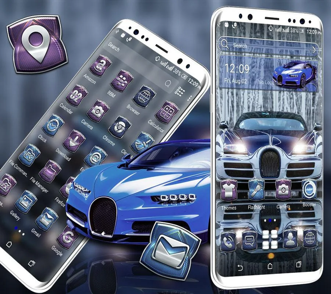 Blue Sport Car Launcher Theme - عکس برنامه موبایلی اندروید