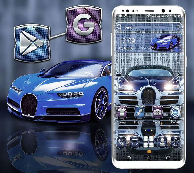 Blue Sport Car Launcher Theme - عکس برنامه موبایلی اندروید
