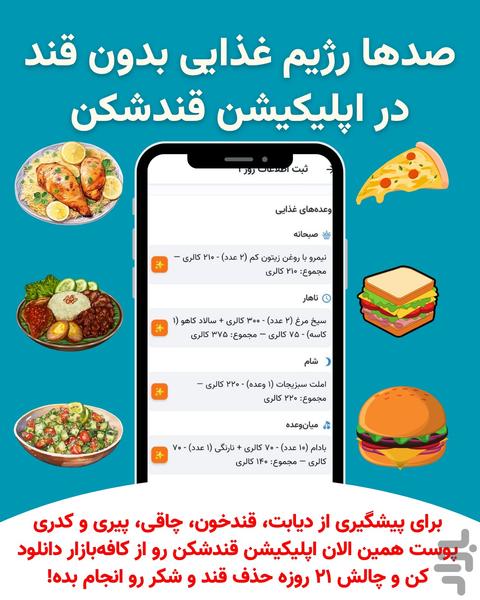 قندشکن: چالش ۲۱ روزه حذف قند و شکر - عکس برنامه موبایلی اندروید
