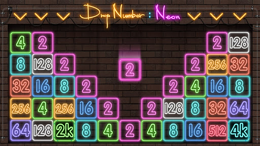 Drop Number™: Neon 2048 - Gameplay image of android game