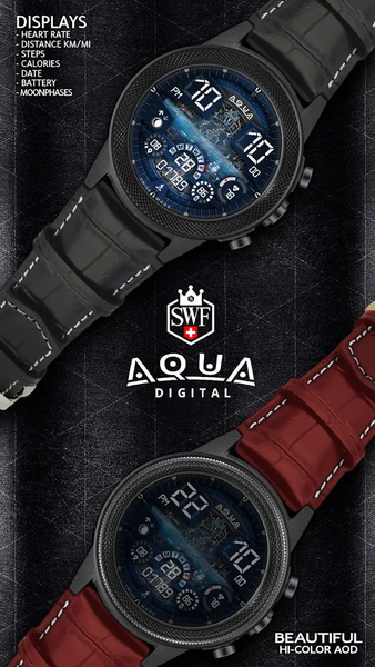 SWF Aqua Digital Watch Face - عکس برنامه موبایلی اندروید