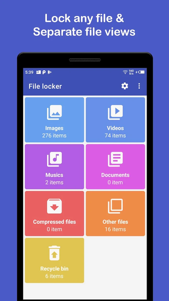 File locker - Lock my files - عکس برنامه موبایلی اندروید