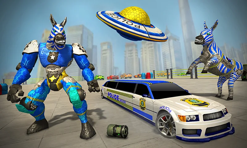 Police limo Zebra Robot 3D - Image screenshot of android app