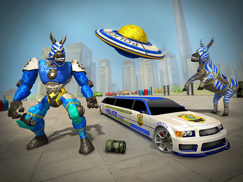Police limo Zebra Robot ۳D - عکس برنامه موبایلی اندروید