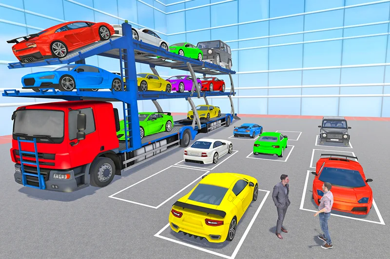 Cars Transporter Trailer Truck - Gameplay image of android game