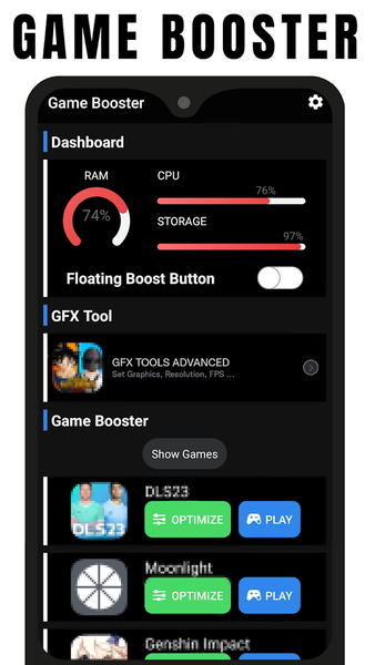 Turbo Game Booster & GFX Tool - عکس برنامه موبایلی اندروید