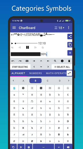 CharBoard - unicode symbol map - عکس برنامه موبایلی اندروید