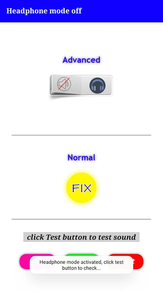 Headphone mode off - Image screenshot of android app