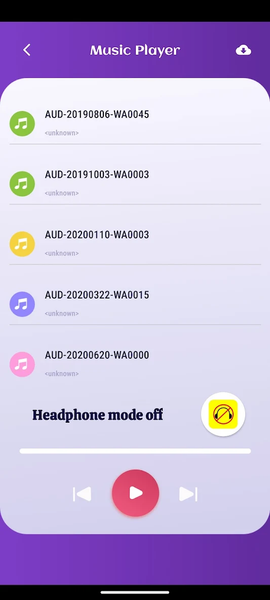 Headphone mode off - Image screenshot of android app