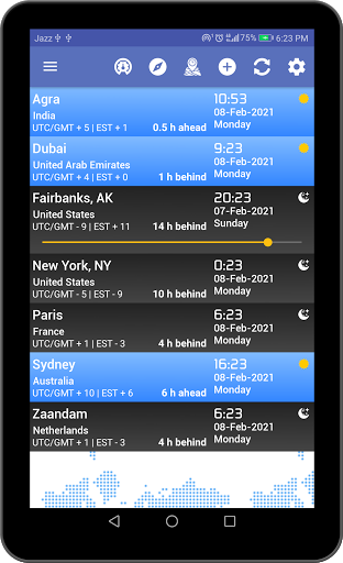 World Time Zone Clock Time now - عکس برنامه موبایلی اندروید
