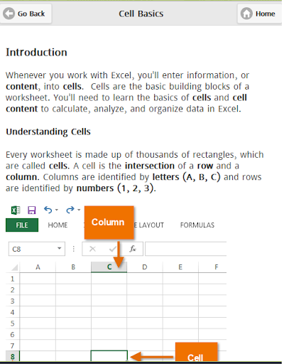 Tutorial for Excel - Image screenshot of android app