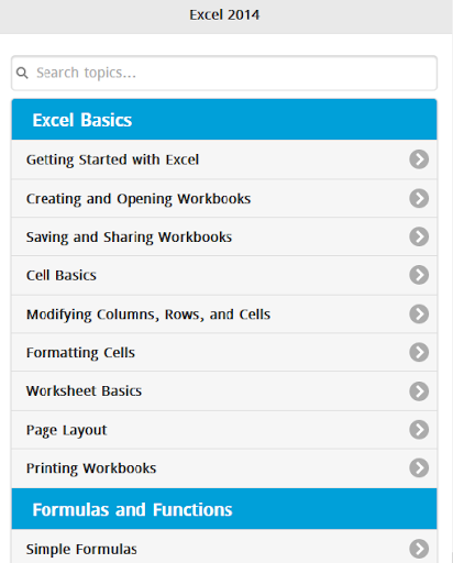 Tutorial for Excel - Image screenshot of android app