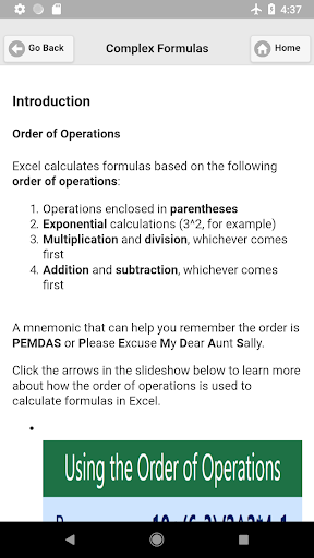 Tutorial for Excel - Image screenshot of android app