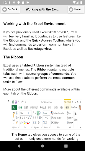 Tutorial for Excel - Image screenshot of android app