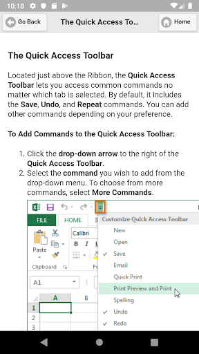 Tutorial for Excel - Image screenshot of android app