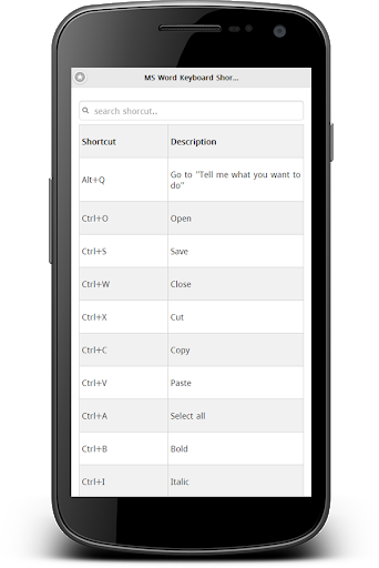 Shortcuts for MS Word - Image screenshot of android app