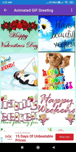 Happy Weekend: Greetings, GIF - Image screenshot of android app