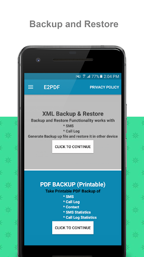 E2PDF SMS Call Backup Restore - Image screenshot of android app