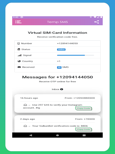 Temp SMS - Temporary Numbers - Image screenshot of android app