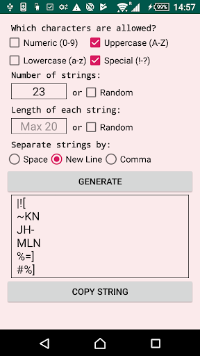 Random String Generator - عکس برنامه موبایلی اندروید